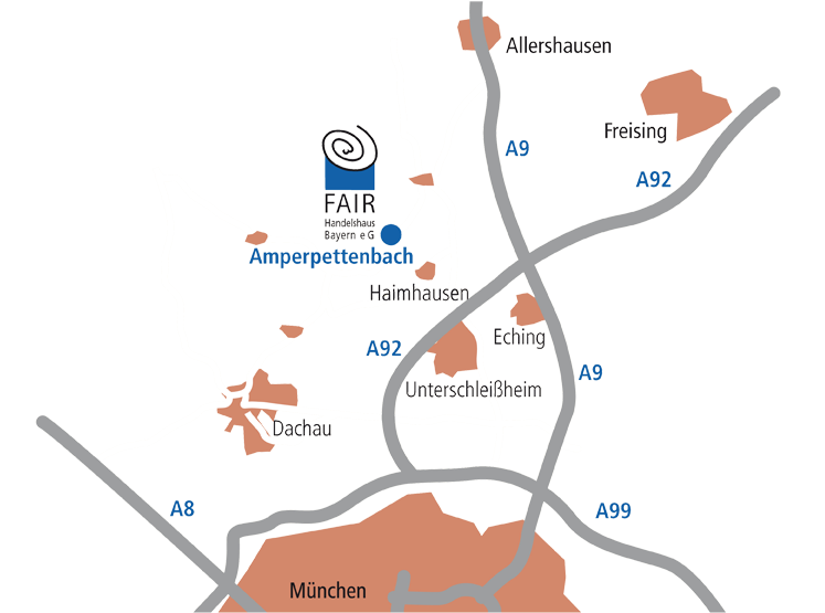 Anfahrt-Karte | FAIR Handelshaus Bayern e.G.